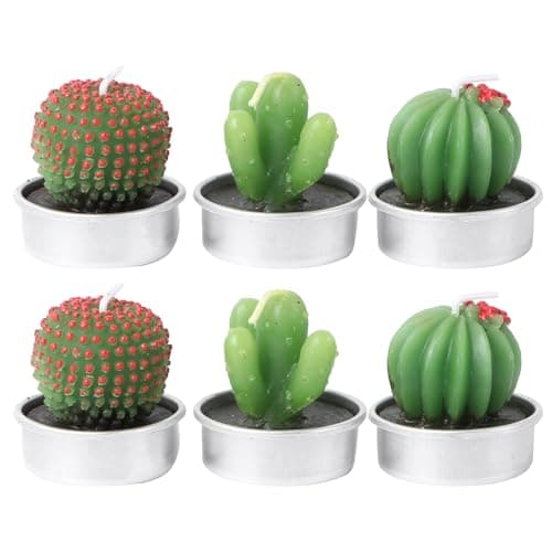 Image of SWOOMEY 6pcs Green Succulent Cactus Candles Smokeless Paraffin Wax Decorative Candle Ornaments for Wedding and Party Home Décor