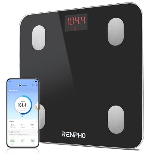 Image of RENPHO Bluetooth Body Fat Scale, Digital Smart Bathroom Weight Scales for Body Composition Analyzer with Smartphone App, 13 Body Composition Measurements for Fitness, Black, Elis 1