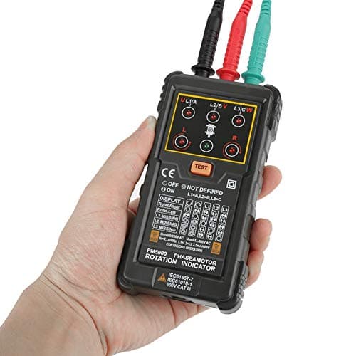 Image of PM5900 Motor Rotation Tester, 3-Phase Motor Rotation Indicator - Portable Handheld Device for Electricians, Industrial Motor Installation & Maintenance