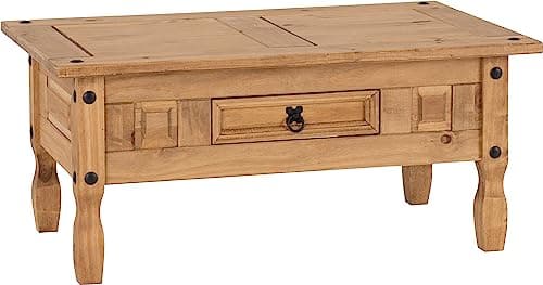 Image of Seconique Corona 1 Drawer Coffee Table in Distressed Waxed Pine