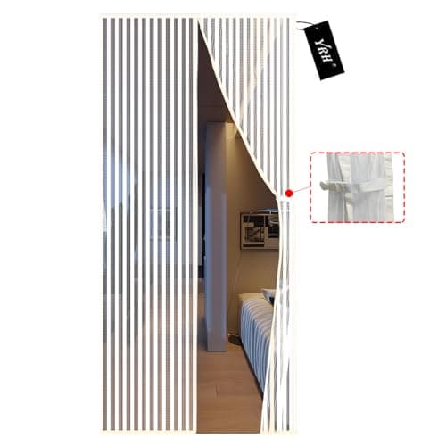 Image of YRH Magnetic Fly Screen Door with Stay Open Buckles - Heavy Duty Self-Sealing Mesh, No Drill Installation,Powerful Magnets,Full Frame Magic Tape (90x210 cm, White)