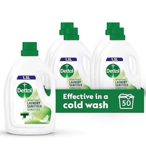 Image of Dettol Antibacterial Laundry Sanitiser, Fragrance Free, 1.5L (4 x 1.5L, Total 6.0L), For Sensitive Skin, Gentle Cleanser, Effective Hygiene Solution, Disinfectant, Kills 99.9 Percent of Germs