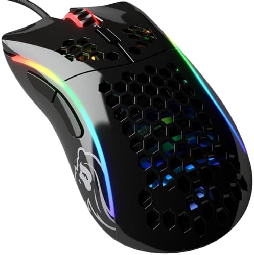 Image of Glorious Gaming Model D- (Small) Wired Gaming Mouse - 61g Superlight Honeycomb Design, RGB, Ergonomic, Pixart 3360 Sensor, Omron Switches, PTFE Feet, 6 Buttons - Glossy Black