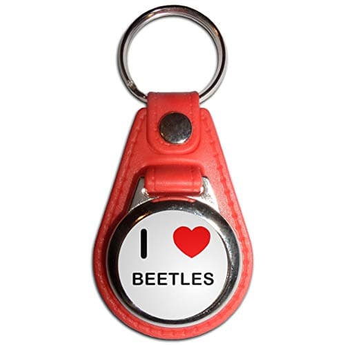 Image of I Love Beetles - Red Plastic Medallion Key Ring