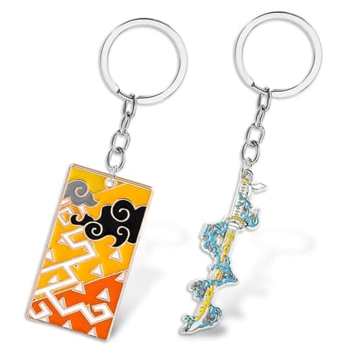 Image of Demo Slayer Keychain Anime Keyring for Demo Slayer Fans, 2Pcs Demo Slayer Merch Key Chain Keyrings Rings Kids Christmas Party Supplies Favors Bags fillers Novelty Toy Birthday Gifts for Boys Girls