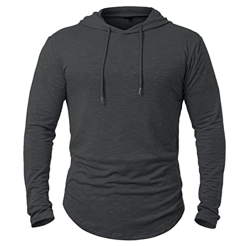 Image of MANSDOUR Men's Athletic Hooded Shirts Long Sleeve Workout Sport Hoodie Casual Running T Shirt Quick Dry Pullover Top, Black, Medium