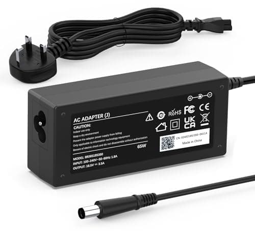 Image of 65W Laptop Charger Compatible with HP Pavilion DV4 DV5 DV6 DV7 G6 G7 G60 G61 G62 G70 G72 HP Elitebook G1 G2 840 850 2540p 2560p 2570p 2730p 2740p 8460p 8470p Power Supply Adapter 7.4 x 5.0mm
