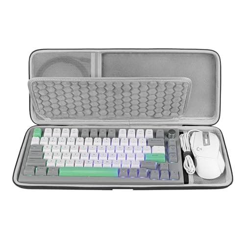 Image of GEEKRIA 75% Keyboard and Mouse Combo Carrying Case, Compatible with Aula F75 Pro/S75 PRO, Keychron K2 Version 2/Q1 HE, ASUS ROG Azoth 75%, Redragon K673 PRO, 84 Keys Hard Shell Travel Bag