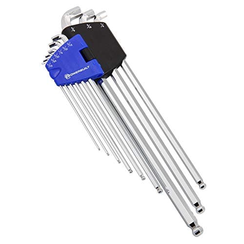 Image of Powerbuilt 9 Piece SAE Stubby Long Arm Ball End Hex Key Wrench Set - 240099