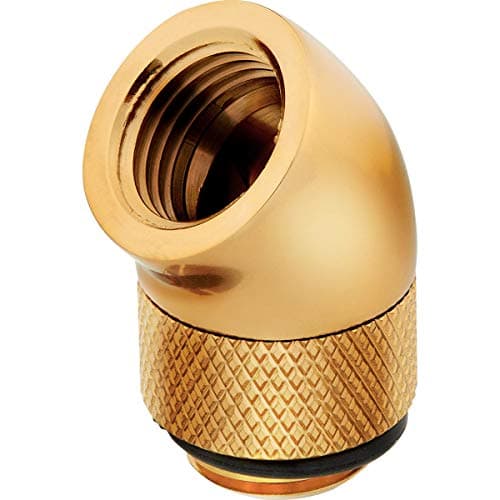 Image of Corsair Hydro X Series 45 Degree Rotary Adapter, Twin Pack (G1/4 BSPP Port Threads, Solid Brass Durability, Secure Rotation Mechanism, Quality Polished Finish, Optimised for High Flow Rates) Gold