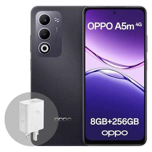 Image of OPPO A5m 4G 8GB RAM + 256GB ROM, Unlocked Smartphone with AI, 6.67" 90 Hz display, 50 MP AF camera, 6000 mAh battery, IP65 Water and Dust Resistance, Midnight Purple (Include 45W SUPERVOOC Charger)