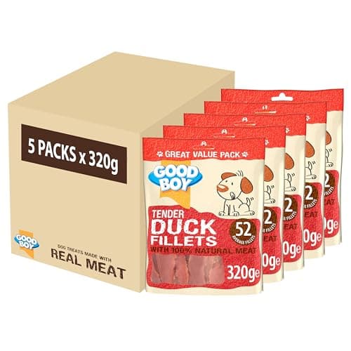 Image of Good Boy - Tender Duck Fillets - Dog Treats - Made With 100% Natural Duck Breast Meat - 320 Grams - Low Fat Dog Treats, 320 g (Pack of 5)