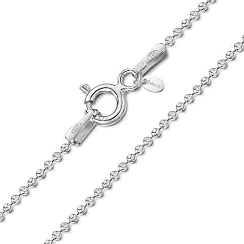 Image of Amberta 925 Sterling Silver 1.1 mm Ball Chain Necklace for Men Women | Silver Dog Tag Chain for Men | Beaded Necklace for Women: 20 inch / 50 cm