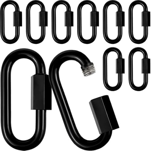 Image of 10 Pack 4.2” Heavy Duty Chain Quick Links, 1/2" Locking Carabiner Anti-Rust Chain Connector Quick Link, D Shape Quick Chain Repair Links for Outdoor, Camping, Swing, Hiking