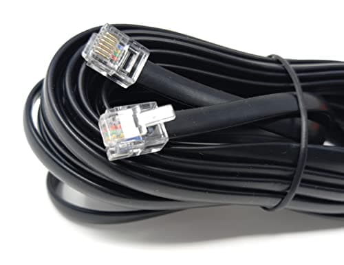 Image of DRUT 5m, FLAT RJ12 to RJ12 6P6C Cable Lead Plug to Plug (RJ11 with 6 pin Wire) (16.5ft, Black)
