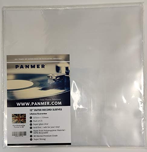 Image of 12" Outer Clear Vinyl Record Sleeves Polypropylene 80 Micron x 25