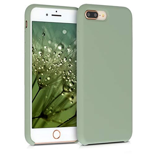 Image of kwmobile Case for Apple iPhone 7 Plus/iPhone 8 Plus Case - Soft Cover - Shockproof Silicone - Wireless Charging Gray Green