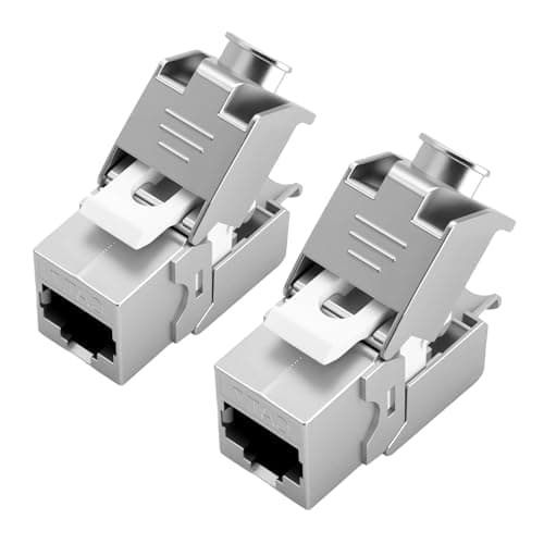 Image of Keystone RJ45 Cat 7 Connector Modules - Tool-Free CAT7, CAT6, CAT6a RJ45 Keystone Jack, Network Plug Toolless, STP Shielded, 10 Gbit/s, 1000 MHz for Patch Panels & Network Sockets, Pack of 2