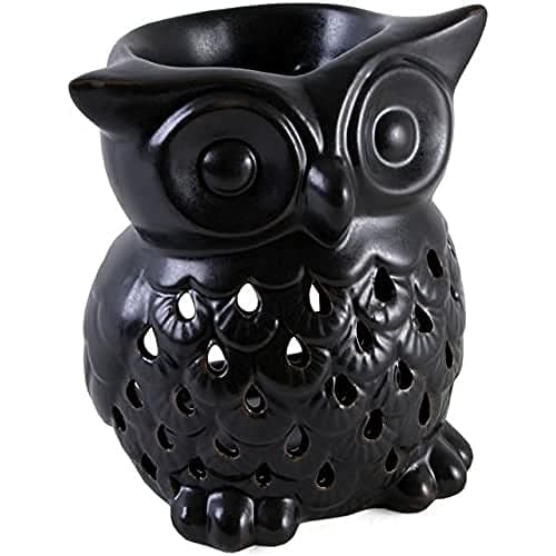 Image of Charming Black Owl Ceramic Oil Burner - 12cm x 11cm (1 Pc) - Elegant Design - Perfect Ambience Enhancer for Home & Office