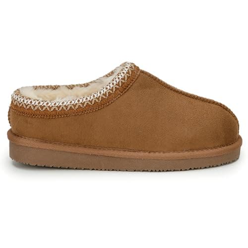 Image of Polar Kids Slippers Durable Flexible Waterproof Anti-Skid Rubber Soles, Eco-Friendly Suede with Sheepskin, Aztec Faux Fur-Lined Slip-Ons, Boys & Girls Unisex Walking Shoes for Comfort - Chestnut 3