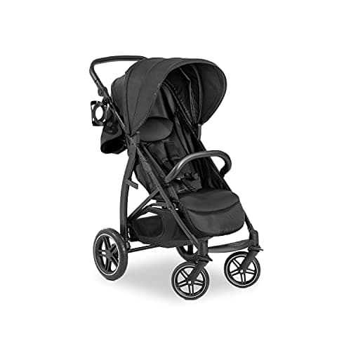 Image of hauck Rapid 4D, Black - Pushchair with Rubber Wheels, Raincover & Cup Holder, Compact One-Hand Folding, Height-Adjustable, Fully Reclining from Birth up to 22 kg, UPF 50+