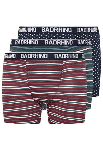 Image of BadRhino Big & Tall 3 Pack Blue Stripe & Spot Boxers - Men's - Plus Size Curve