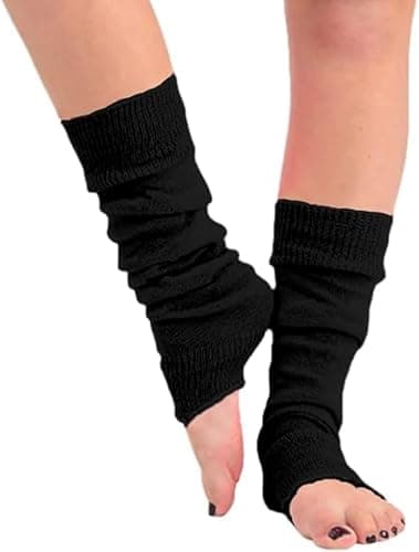 Image of CHAAL® Leg Warmer Women's Girls Leg Warmer 80'S Teen Fancy's Dress Dance wear Womens Fancy Stylish Leg Warmers - Ladies Girls for carnival fancy dress party Legs Warmers Warmer Black