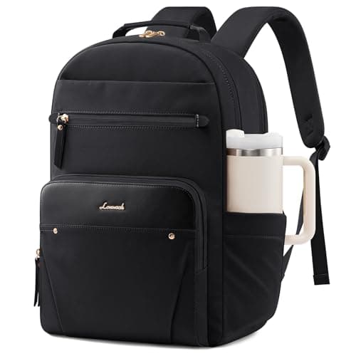 Image of LOVEVOOK Backpack Womens, Waterproof Rucksack Wok Bag 15.6 Inch Laptop Backpacks for Women, Ladies Back Packs Casual Daypacks for School Teacher Travel Office, Black