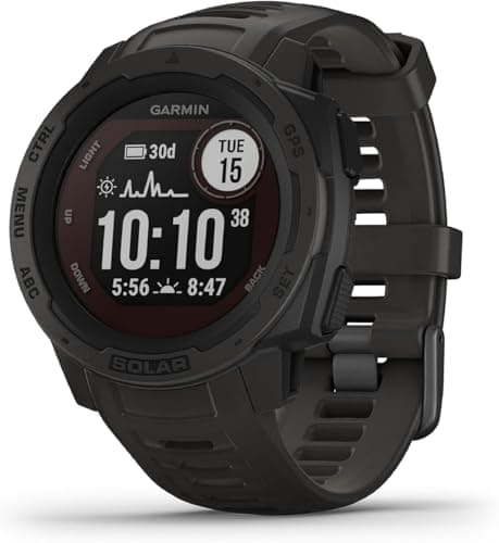 Image of Garmin Instinct Solar, Solar-powered Rugged Outdoor Smartwatch, Built-in Sports Apps and Health Monitoring, Graphite