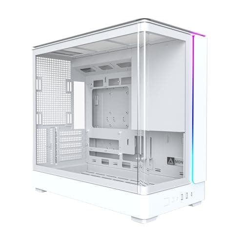 Image of MONTECH King 15 Micro-ATX PC Case, Curved Panoramic Glass, Chimney Airflow Cooling, Dual-Chamber Design, 360mm Radiator Support, Compact Build for Next-Gen GPU & High-Performance Systems, White