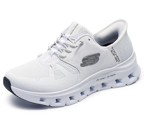 Image of Skechers Women's Glide-Step PRO Slip-On, White Mesh/Silver Trim, 8 UK