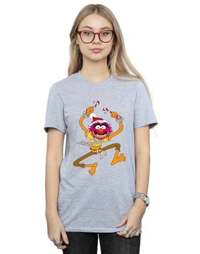 Image of Disney Women's The Muppets Animal Christmas Boyfriend Fit T-Shirt Sport Grey XXX-Large