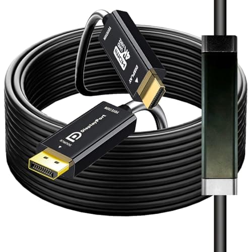 Image of YOTETION 4K DisplayPort to HDMI 40FT Cable, DP to HDMI Male Video UHD Unidirectional Adapter, 4K@30Hz, 1080P@120Hz, 3840 x 2160 Compatible with Dell, HP, Lenovo, Black