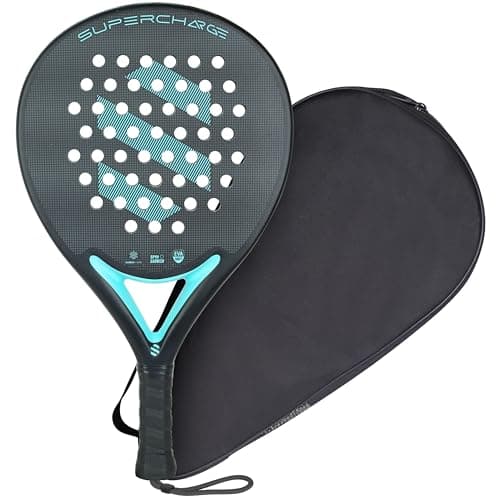 Image of Thunder Paddle SportsBlue Carbon Surface Padel Racket |Pro-Series Tennis Racket - All Pala Padels Racquets (Supercharge (with Cover), 1)