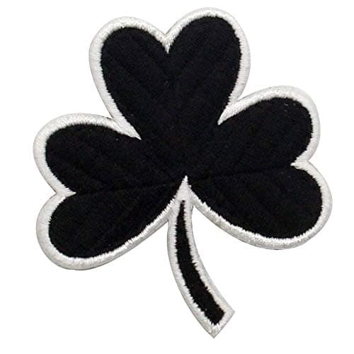 Image of Tactical Irish Clover Embroidered Emblem Lucky Shamrock Hook and Loop Ireland Patch, White & Black