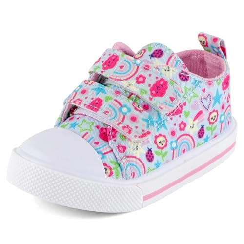 Image of Cheerful Mario 1-5 Years Baby Girls Trainers Toddler Girls Fashion Canvas Shoes Casual Sneakers Easy Fastening Flower Light Blue 9 UK Child