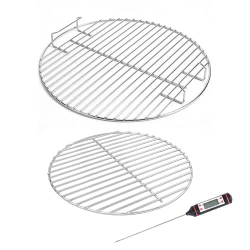 Image of 7432 Cooking Grate, 7440 Charcoal Grate for Weber 47cm One-Touch, Bar-B-Kettle, Smokey Mountain Cooker Smoker, Jumbo Joe, Original Kettle Grill, 44.5cm Cooking Grate with 1 Thermometer