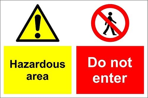 Image of Warning hazardous area do not enter safety sign - 1.2mm Rigid plastic 300mm x 200mm