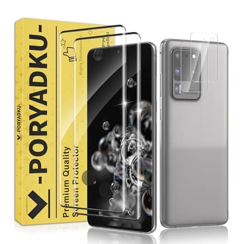Image of 2+2 Pack for Samsung Galaxy S20 Ultra Screen Protector Tempered Glass + Camera Lens Protector, Bubble-Free Installation, Fingerprint Touch ID Compatible, HD Clear, Scratch Resistant for S20 Ultra 6.9"