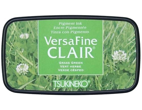 Image of Tsukineko VersaFine Clair Ink Stamping Green, Grass Large-Opaque, Waterproof, Archival-Embossing, pad Size: 7.6 x 3.5 cm