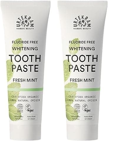 Image of Urtekram Flouride Free Fresh Mint Toothpaste - Vegan - Organic - Natural Ingredients - Urtekram Dental, 75ml (Pack of 2)