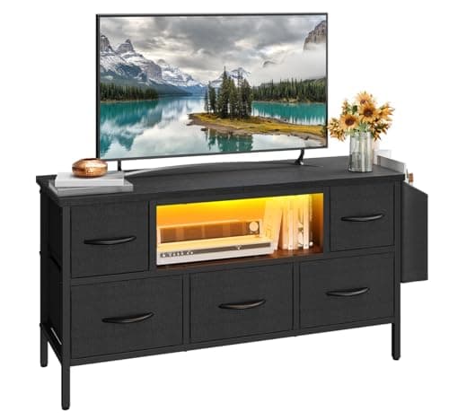 Image of YITAHOME TV Cabinet, TV Stand Cabinet Unit for Living Room with 5 Foldable Drawers and Shelves TV Stand Unit with RGB LED Lighted TV Gaming Entertainment Center with Cabinet for PS5