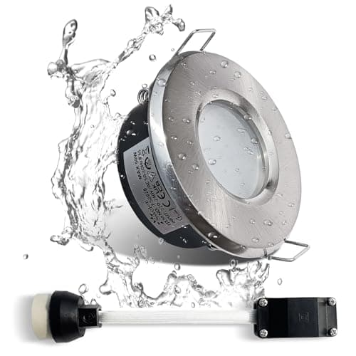 Image of Sweier IP65 Recessed Downlight Single Pack - GU10 Bathroom Spotlights, Die-Cast Aluminium, 68mm Cut-Out, Satin Nickel Finish Incl. GU10 lamp Holder (Bulb Excluded)