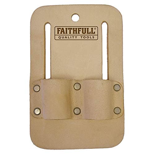 Image of Faithfull Tan Leather Double Loop Scaffold Spanner Holder For Tool Belt