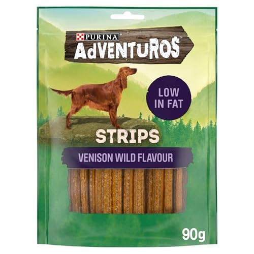 Image of ADVENTUROS Strips Venison Dog Treats 90g (Pack of 6)