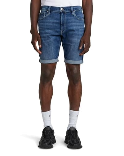 Image of G-STAR 3301 Slim Denim Shorts Shorts Men's , Blue (Medium Aged D10481-8968-071) , 29W