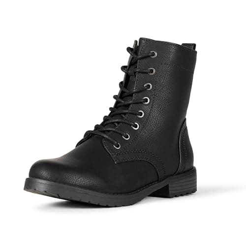 Image of Amazon Essentials Women's Lace-Up Combat Boot, Black, 7.5