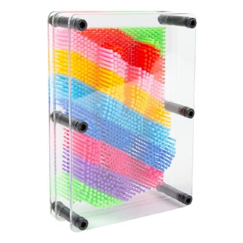 Image of Global Gizmos 45149 Rainbow Pin Art Impression Toy/Ideal for Home and Office/Novelty Fun Gift / 3D Fun Desktop Sculpture Gadget/Classic Retro Game / 18cm x 13cm