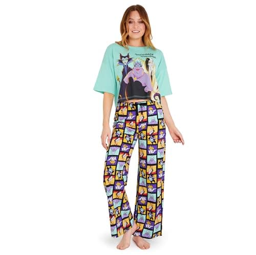 Image of Disney Stitch Womens Pyjamas Set, Cosy Nightwear Long PJs Comfy Loungewear for Adults Teenagers, Stitch Gifts for Women (Multi Villains, S)