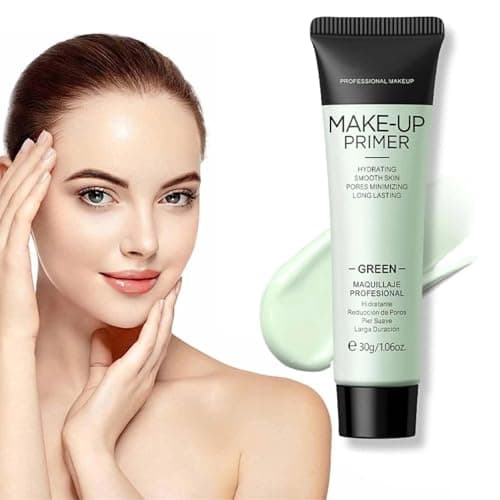 Image of Green Colour Corrector Primer Makeup, Anti-Redness Face, Grips Makeup to Last, for Red & Blemished Skin, Pore Minimizer, Hydrating Make up, Balance Skin Tone